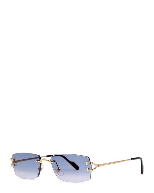 Cartier Blue Signature C De Rectangle-Frame Sunglasses