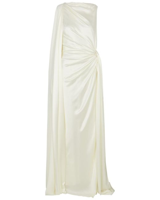 Roksanda White Orien Silk-Satin Gown, Gown, , Size 12