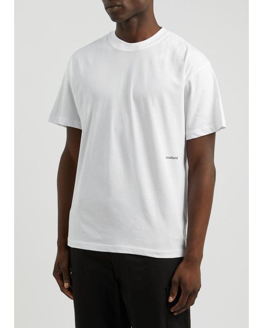 Soulland White Ash Logo-Print Cotton T-Shirt for men