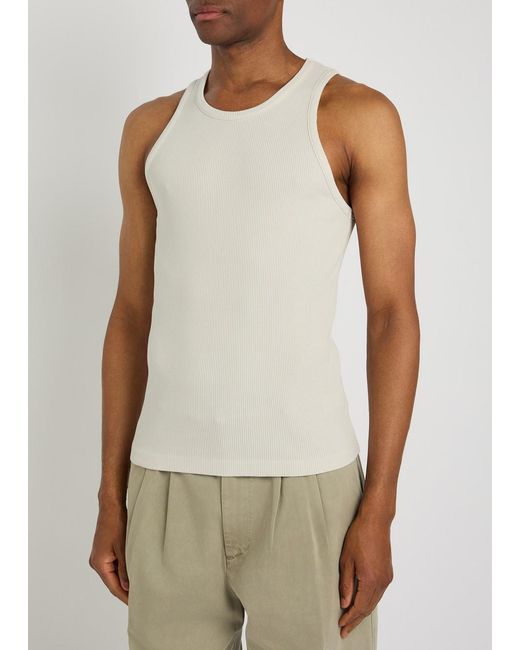 Agolde White Viggo Ribbed Cotton Tank Top for men