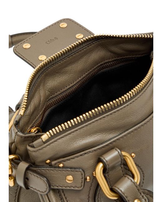 Chloé Metallic Paddington Padlock Grained Leather Shoulder Bag
