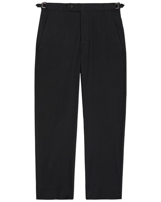 Bode Black Straight-Leg Seersucker Trousers for men