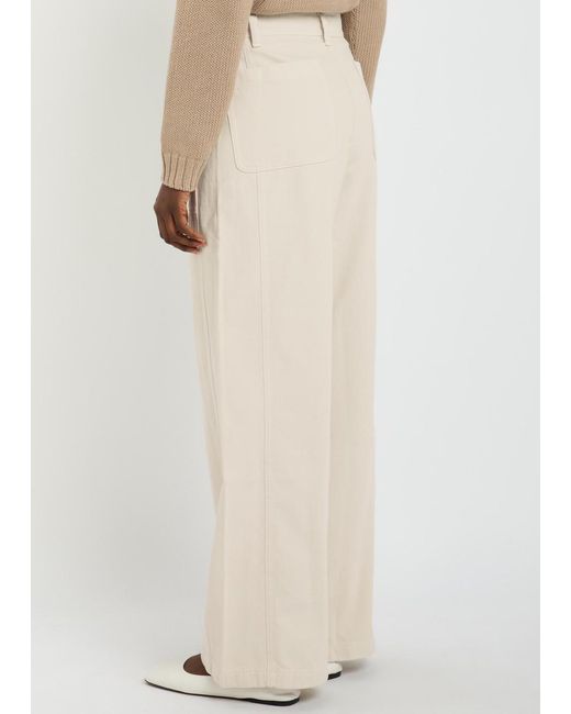 Eileen Fisher Natural Wide-Leg Cotton Trousers