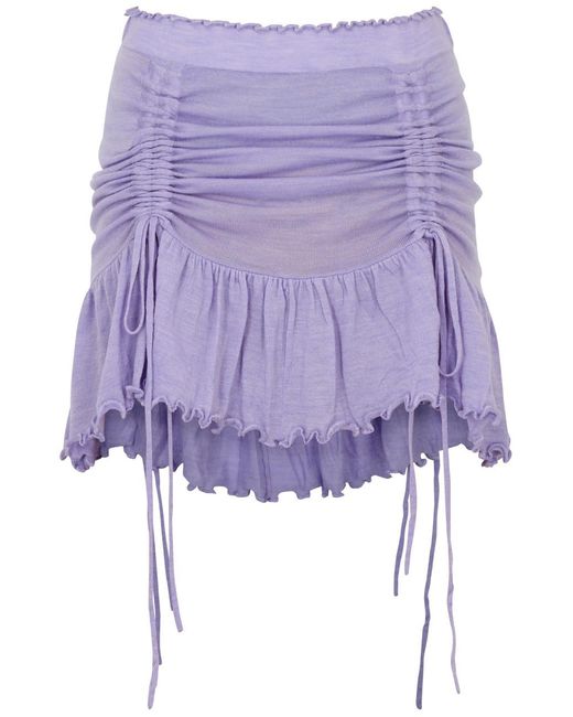 CANNARI CONCEPT Purple Ruffled Wool Mini Skirt