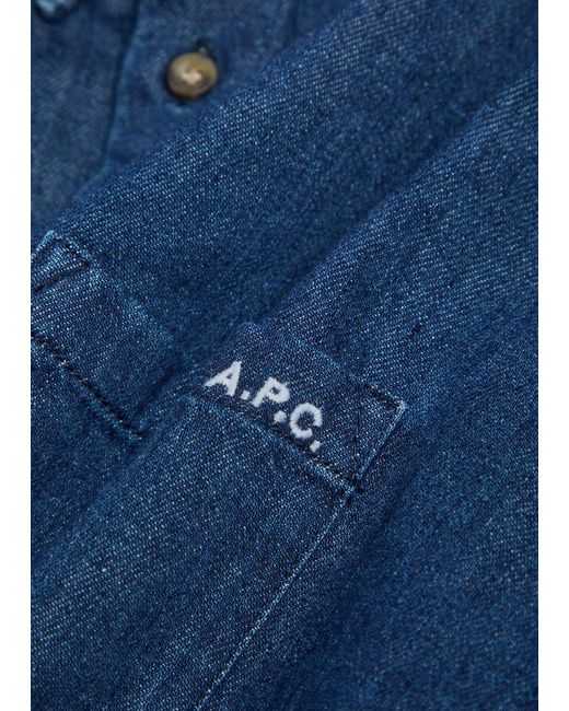 A.P.C. Blue New Greg Embroidered Denim Shirt for men