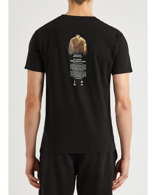 Stone Island Black Archivo Logo-Print Cotton T-Shirt for men