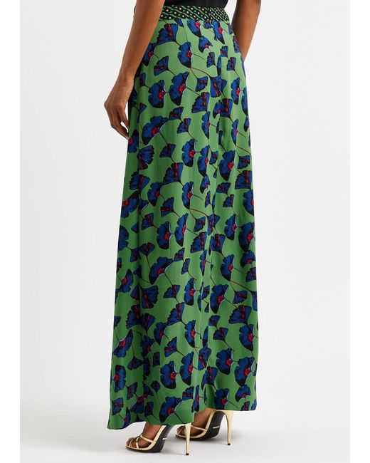 Diane von Furstenberg Green Latrice Floral-print Maxi Skirt