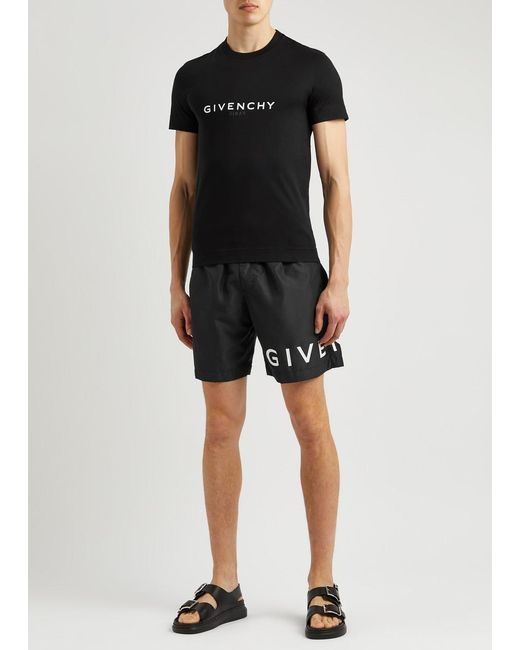 Givenchy Black Logo-Print Shell Swim Shorts for men
