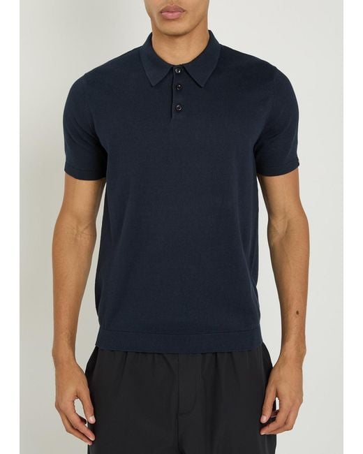 Now You Live Blue Pickwell Fine-Knit Cotton Polo Shirt for men