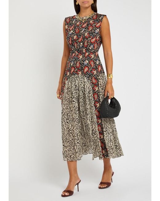 Rixo Multicolor Caroline Printed Chiffon Midi Dress