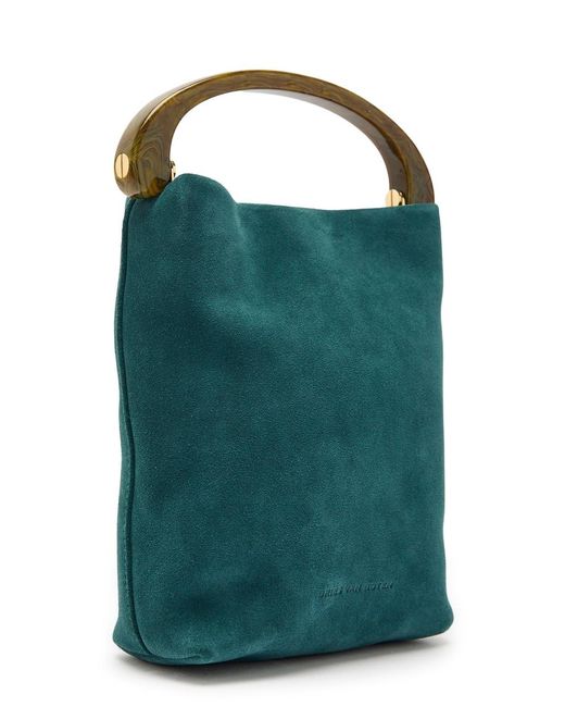 Dries Van Noten Green Crisp Suede Top Handle Bag