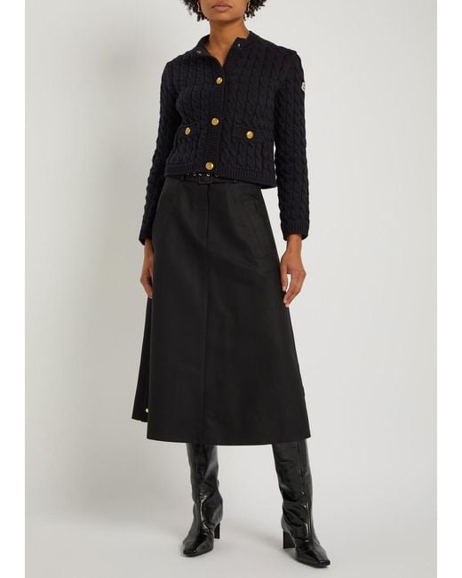 Moncler Blue Cable-Knit Cotton-Blend Cardigan