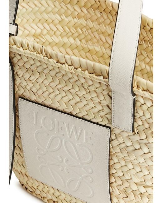 Loewe White Medium Raffia Basket Bag
