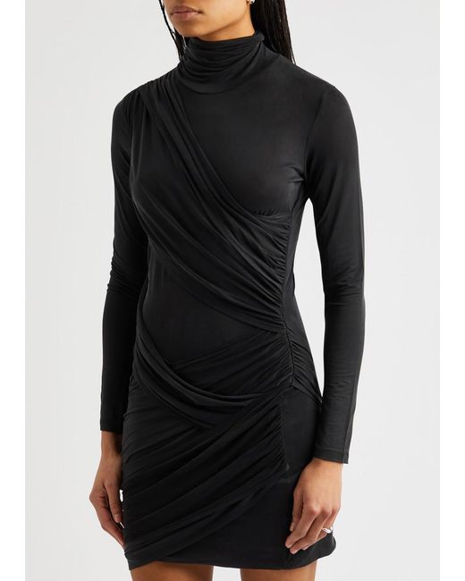 GAUGE81 Black Kores Ruched Jersey Mini Dress