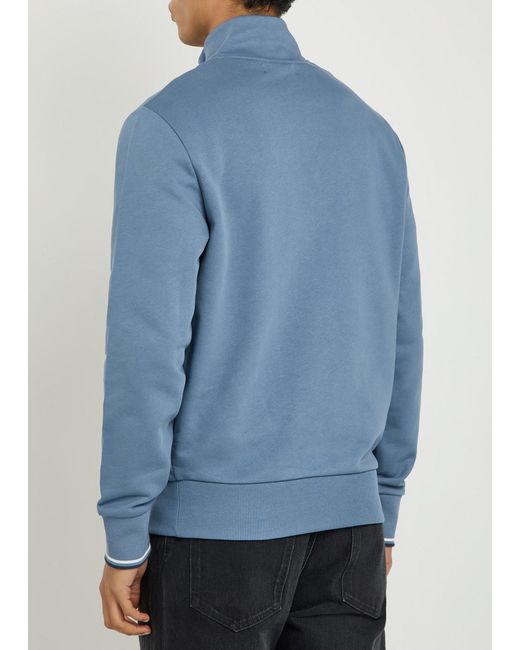 Fred Perry Blue Half-Zip Cotton Sweatshirt for men