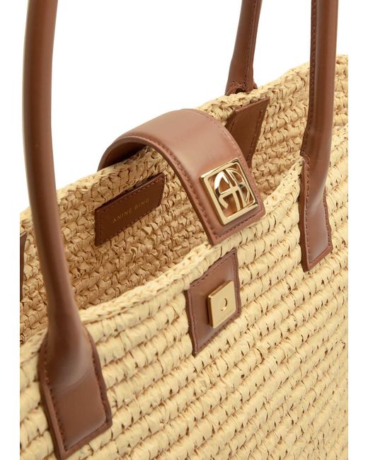 Anine Bing Metallic Lou Woven Raffia Tote