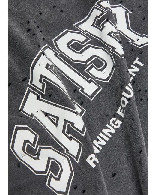 Satisfy Gray Mothtech Distressed Cotton T-Shirt for men