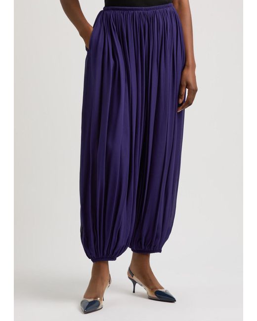 Alaïa Blue Pleated Balloon Trousers