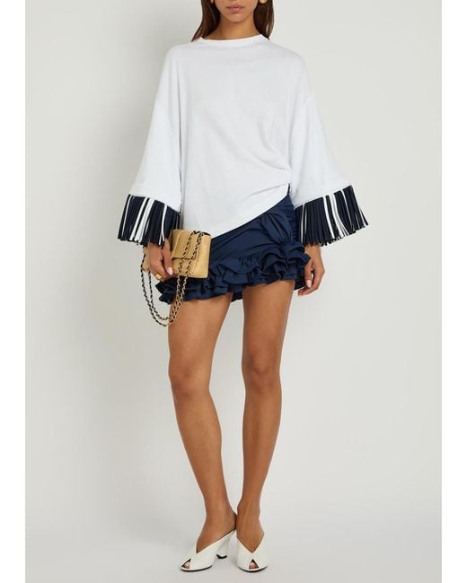Jacquemus White Le T-Shirt Cabana Fringed Long-Sleeve Cotton T-Shirt