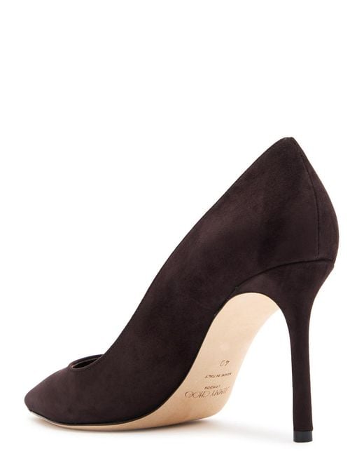 Jimmy Choo Brown Pointed Suede Mid-Heel Pumps