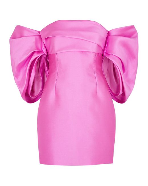 Solace London Pink Elina Off-the-shoulder Mini Dress