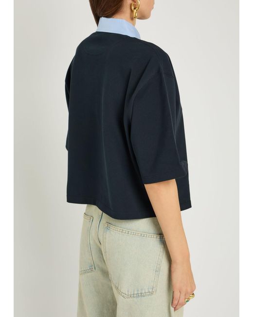 Stella McCartney Blue Contrasting-Collar Piqué Cotton Polo Shirt