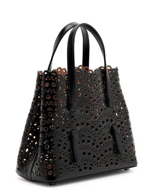 Alaïa Black Alaïa Mina 20 Laser-cut Leather Top Handle Bag