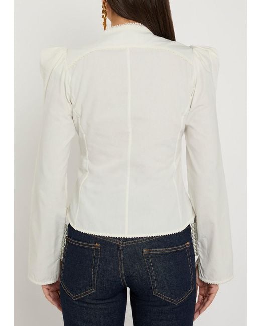 Isabel Marant White Calina Picot Lace Cotton Blouse