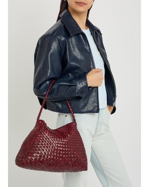 Dragon Diffusion Red Santa Maria Woven Leather Shoulder Bag