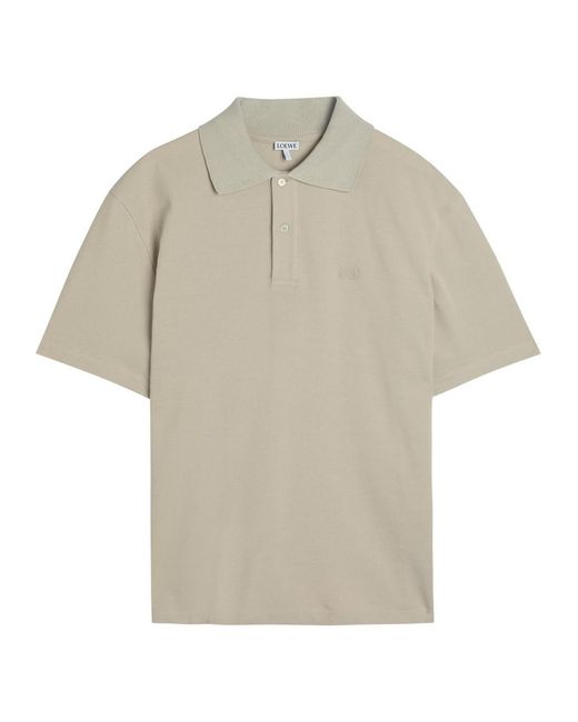 Loewe White Logo-Embroidered Piqué Cotton Polo Shirt for men