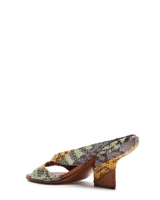 Dries Van Noten Brown Patchwork Crocodile-Effect Leather Mules