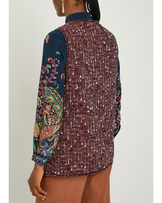 Etro Purple Patterned Bouclé Gilet