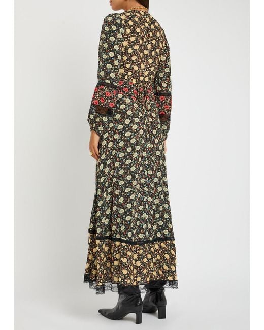 Rixo Multicolor Raven Floral-Print Crepe De Chine Maxi Dress