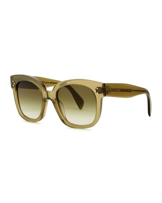 Céline Green Oversized Square-Frame Sunglasses