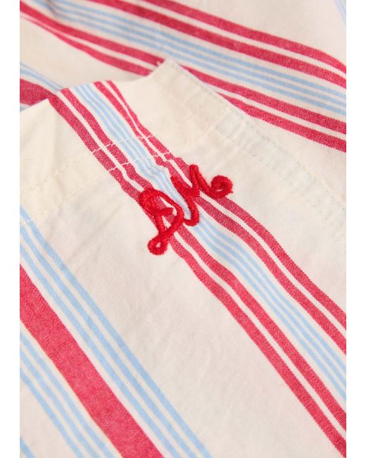 Damson Madder Red Georgia Striped Cotton Trousers
