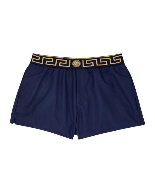 Versace Blue Logo Nylon Swim Shorts for men
