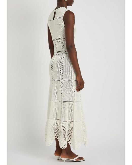 Erdem White Scalloped Crochet Cotton Maxi Dress