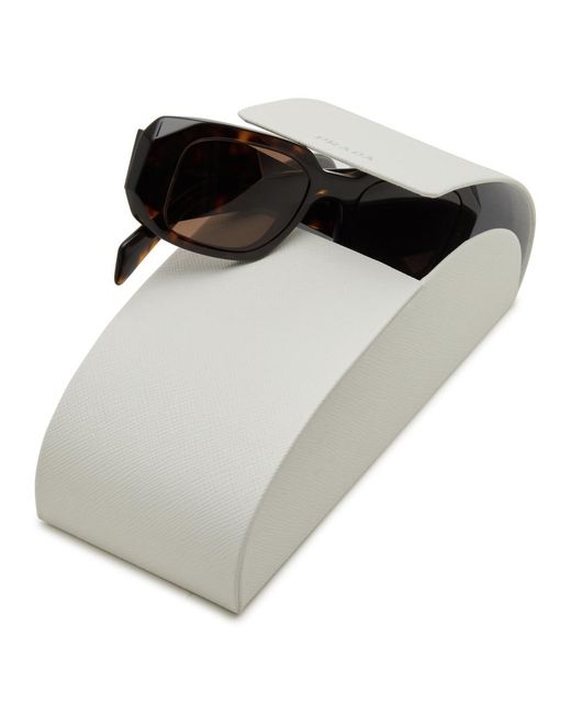 Prada Brown Rectangle-frame Sunglasses Designer-engraved Lenses, Designer-stamped Temples, 100% Uv Protection