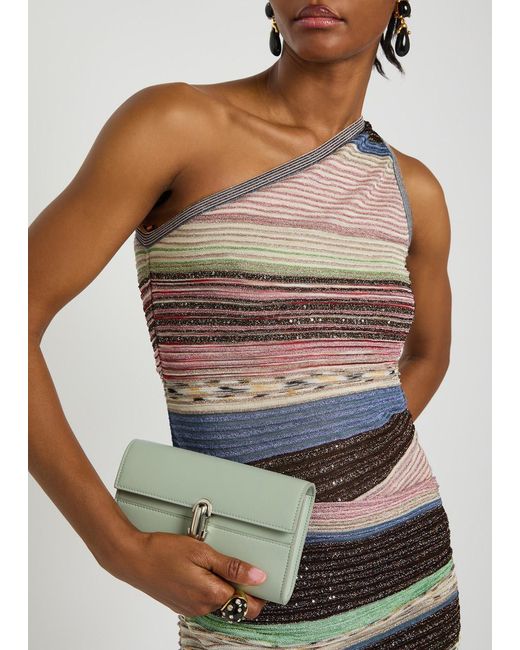 Missoni Gray Striped Ruched Metallic-Knit Mini Dress