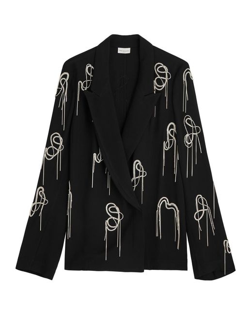 Dries Van Noten Black Caplana Embellished Crepe Blazer