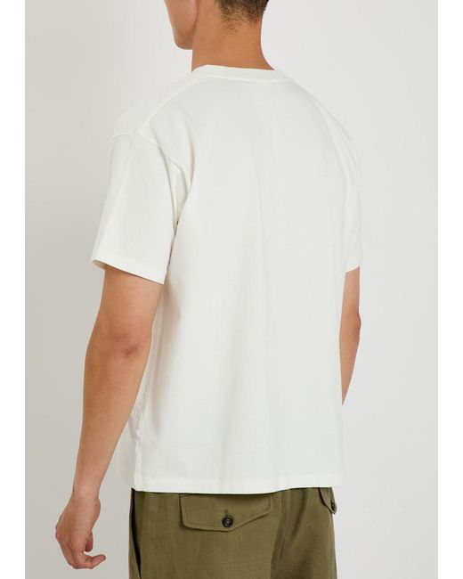 Bode White Geneva Beaded Cotton T-Shirt for men