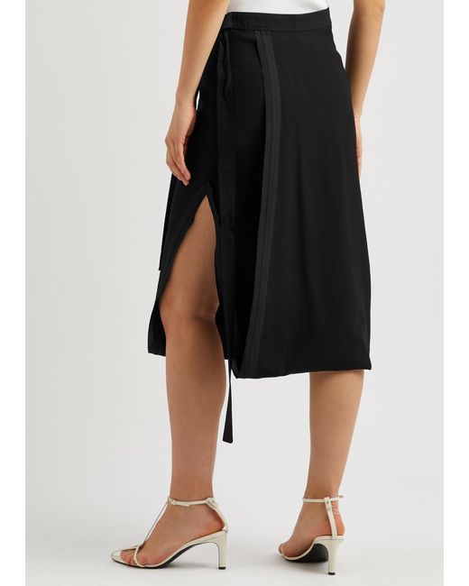 3.1 Phillip Lim Black Endless Loop Wool-Blend Midi Skirt
