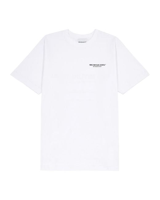 MKI Miyuki-Zoku White Logo-print Cotton T-shirt for men