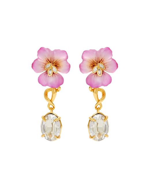Alexis Pink Pansy 14kt Gold-plated Drop Earrings