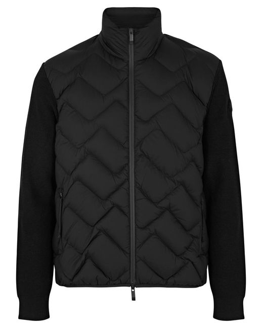 Moncler Black Quilted Shell And Ribbed-knit Cardigan for men