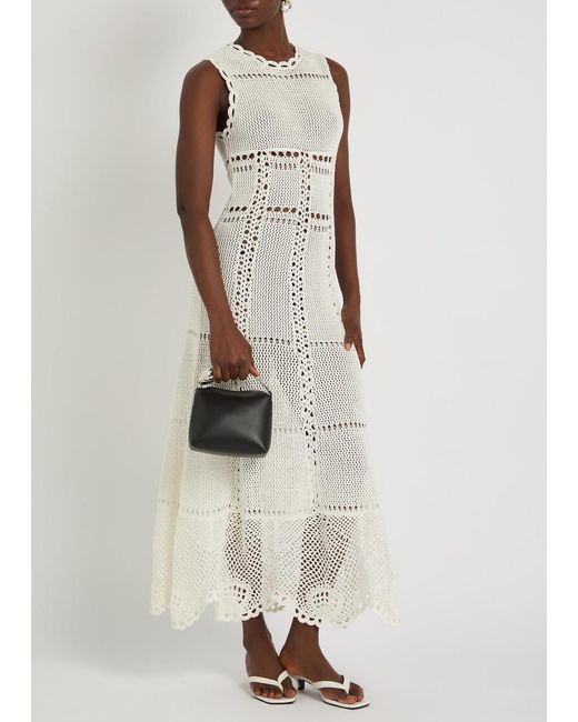 Erdem White Scalloped Crochet Cotton Maxi Dress