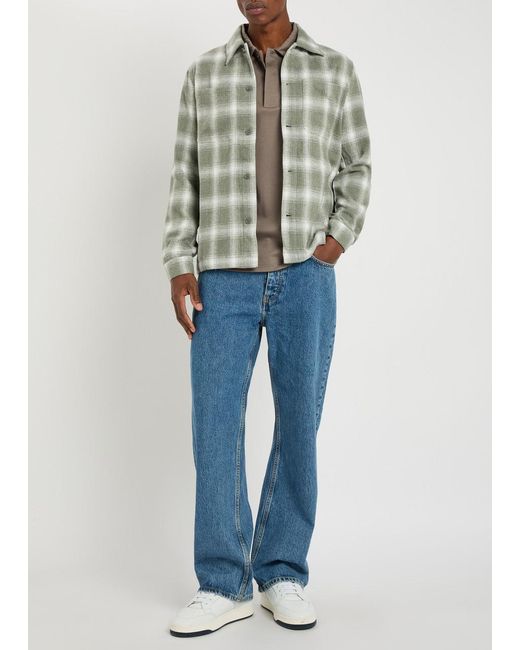 Raith Gray Vienna Plaid Brushed Wool-Blend Overshirt for men