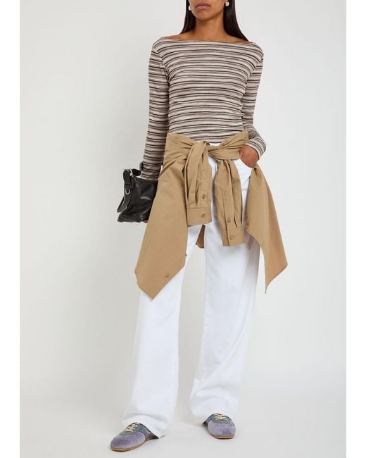 Reformation Brown Wiley Striped Fine-Knit Top