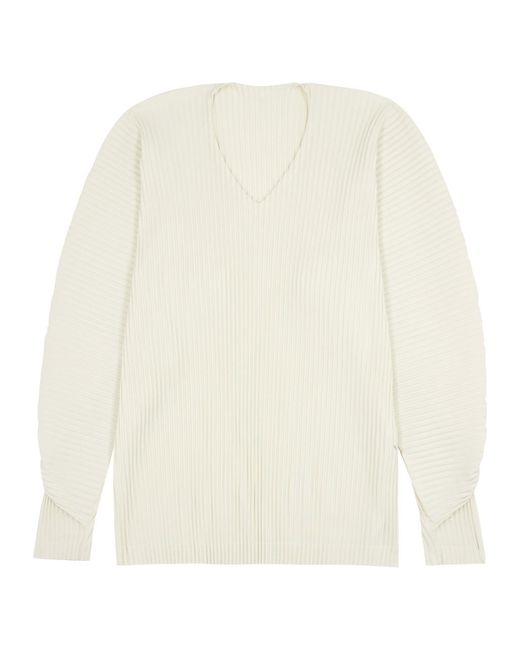 Issey Miyake White Homme Plissé Calla Lily Pleated Jersey Top for men
