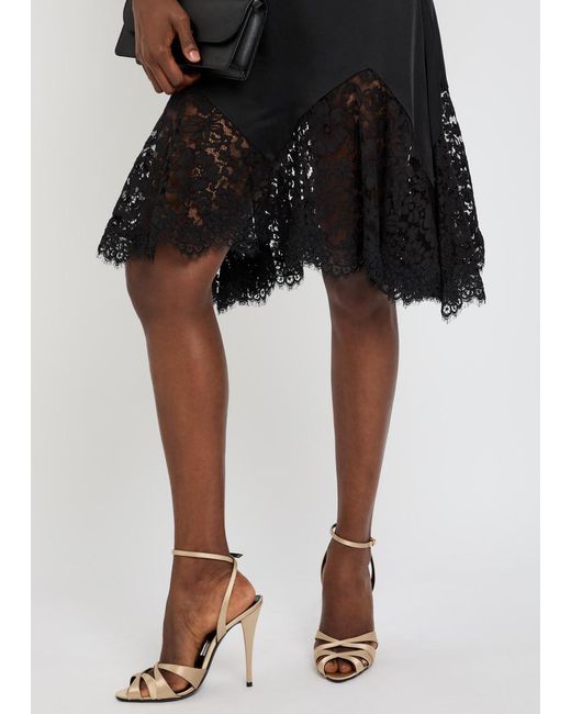 Stella McCartney Black Lace-Trim Satin Mini Dress